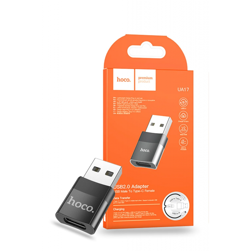 Hoco USB Male To USB Type-C Female OTG Adapter Plug Premium Converter UA17 Hoco USB Male To USB Type-C Female OTG Adapter Plug Premium Converter UA17
